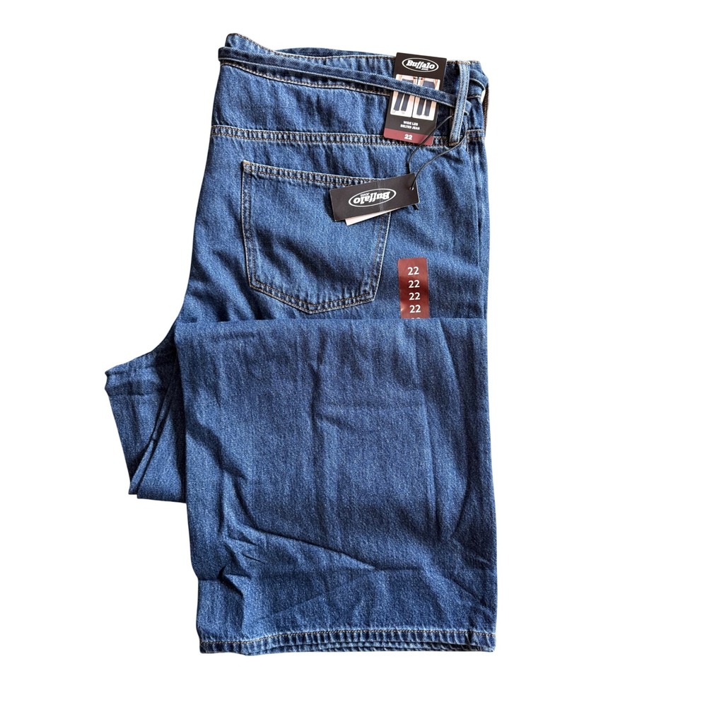 Buffalo David Bitton Wide Leg Belted Jeans Blue Denim Plus Size 22 NWT